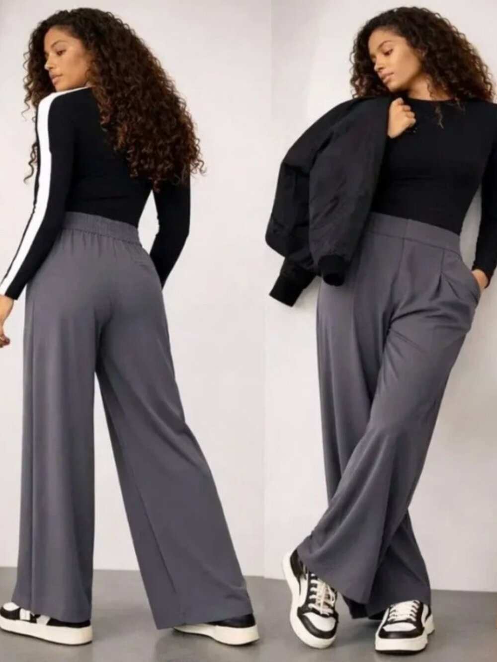 Athleta dark grey pleated front Pinnacle High Rise Trouser size 6